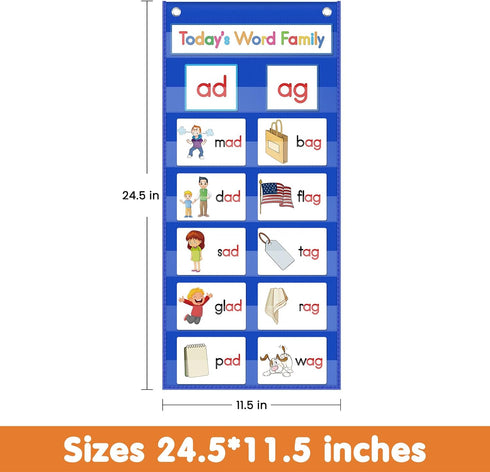 Word Families Pocket Chart, Word Building Center for Kindergarten Prek Preschool Classroom, Phonics and Spelling Learning Material for Homeschool ...