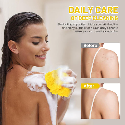 African Net Sponge, Authentic Exfoliating Body Scrubber for Bath and Shower, Multiple Textures with Gentle Deep Exfoliating and Rich Lather for Al...