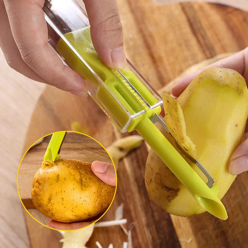 ZOCONE 3 PCS Stainless Steel Finger Guard Green Onion Cutter Shred Silk Knife Set, Kitchen Safe Steel Slicing Tool for Hands, Finger Protector Kni...