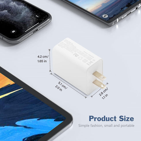 Dual USB C 33W Fast Wall Charger, Mini Block Power Brick Type C Wall Adapter Plug Qc3.0 for iPhone 13 12 11 Pro Max Xs Xr X, ipad Pro, Airpods Pro...