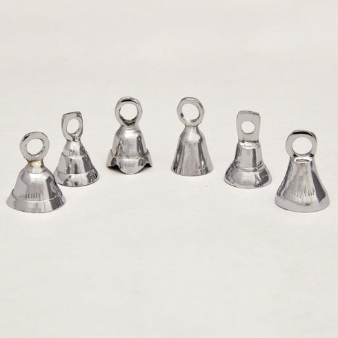 One Dozen 2-inch High Silver Bells Wedding Motorcycle Brass Bells Chrome Plated...