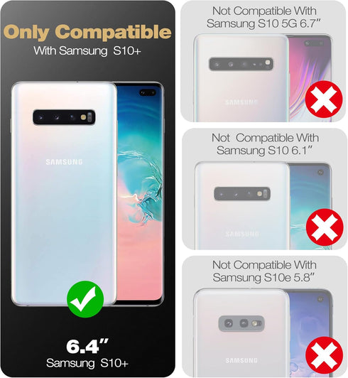 Dexnor Samsung Galaxy S10 Plus Case - Heavy Duty Military Grade Protection with Built-in Screen Protector & Kickstand - Purple...