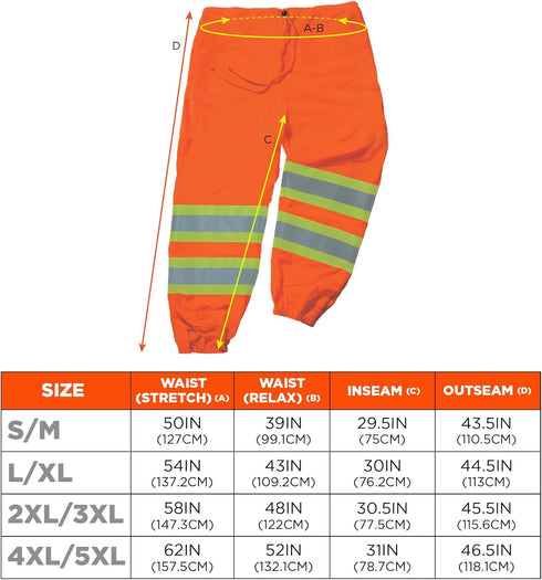 Ergodyne unisex adult Two-tone Class E Two Tone Pants, Orange, Small-Medium US...