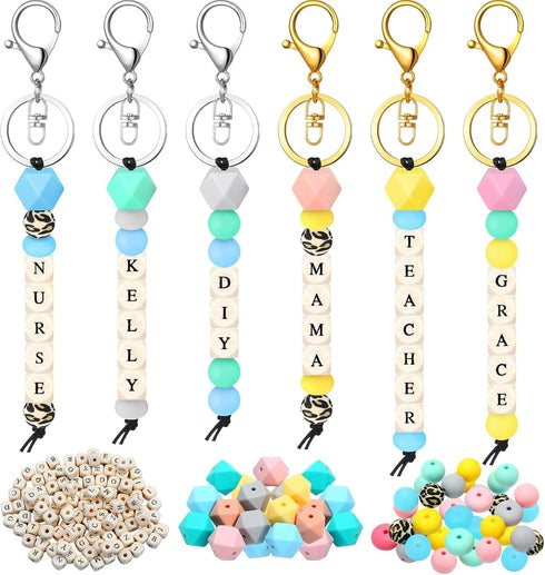 342 Pcs Silicone Beads for Keychain Making Kit Personalized Teacher Keychain Gift Letter Beads for DIY Key Ring Jewelry Mama Keychain Gift for Mom...