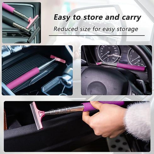 Car Rearview Mirror Wiper, 8cm Brush head-98cm Telescopic Auto Mirror Squeegee, Water Cleaner with Telescopic Long Rod, Universal Automotive Acces...
