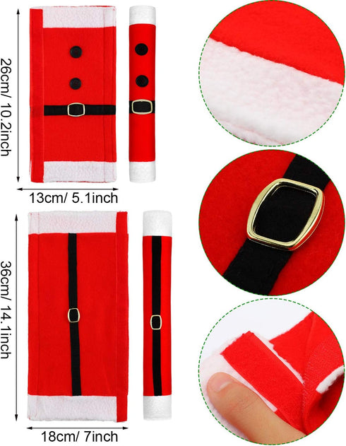 6 Pieces Christmas Refrigerator Door Handle Covers Kitchen Appliance Handle Covers Santa Belts Handle Decorations for Christmas Fridge Microwave Oven Dishwasher Handle Protector(Buckle Style)