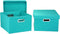 Household Essentials Fabric Storage Boxes with Lids and Handles, Aqua...