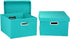 Household Essentials Fabric Storage Boxes with Lids and Handles, Aqua...