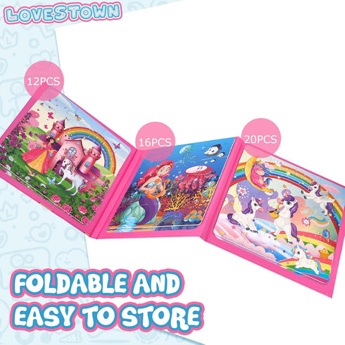 LovesTown Magnetic Travel Puzzles Book, Fairytale Magnetic Puzzles for Toddlers Learning Magnetic Puzzles for Road Trip...
