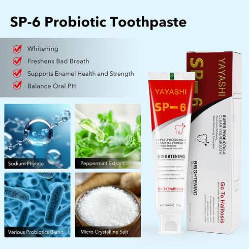 SP-6 Ultra Probiotics Whitening Toothpastes, Deep Cleansing for Coffee Stain, Tea Stain, Wine Stain, Bad Breath, Oral PH Balance-1 Pack...