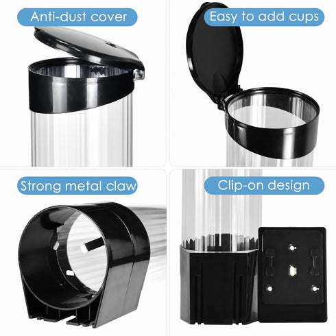 Cup Dispenser Water Dispenser Cup Holder Pull Type Paper Automatic Remover 7oz - 12oz Cone or Flat Bottom Cups for Home Office Hospital (Black, La...