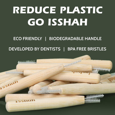 Bamboo Interdental Brushes, Between Teeth Cleaner Deep Clean Brush, 40 Count, Size 4, Medium Gaps...