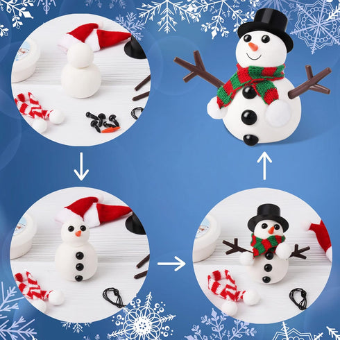 BANBBUR 9Pack Build a Snowman Kit Snowman Crafts for Kids,Modeling Clay Snowman DIY Kit, Christmas Stocking Stuffers for Kids,Christmas Crafts Xma...