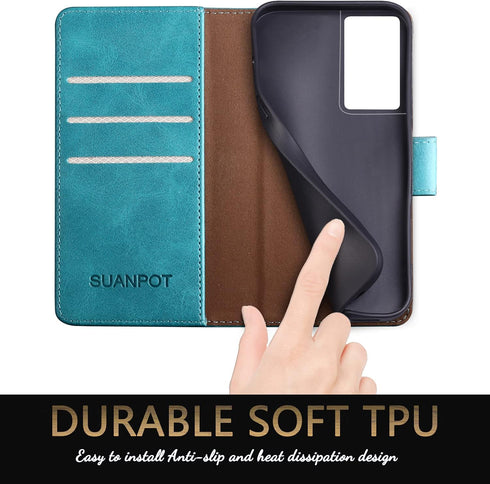 SUANPOT for Samsung Galaxy S21 Ultra 6.8" with RFID Blocking Leather Wallet case Credit Card Holder,Flip Folio Book Phone case Shockproof Cover Wo...
