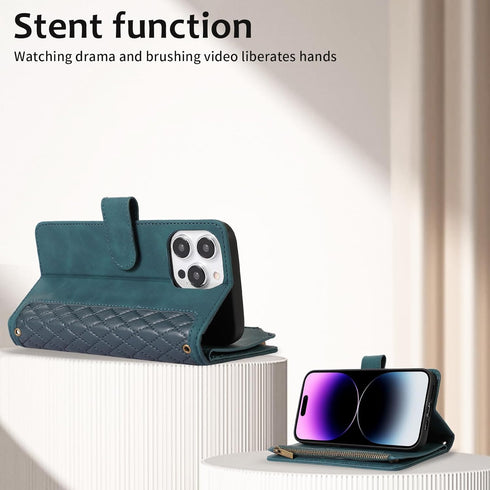 Asuwish Compatible with iPhone 15 Pro 6.1 inch Wallet Case Screen Protector Crossbody Wrist Strap Flip Zipper Card Holder Cell Phone Cover for iPh...