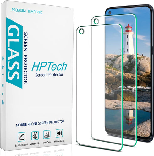 HPTech (2 Pack) Designed for OnePlus Nord N100 Tempered Glass Screen Protector, Anti Scratch, Bubble Free, Case Friendly...