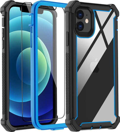 for iPhone 12 Case, iPhone 12 Pro Case,with Screen Protector Heavy Duty Drop Protection, Full Body Rugged Shockproof Tough Protective Phone Cover ...