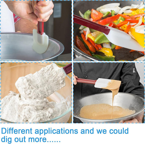 High Heat Resistant Silicone Scraper Spoon Commercial Spatula for Cooking, Rubber Spatula Set of 2 (2 x 13.5'' Spatula)...