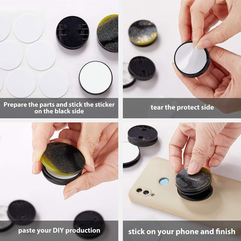 Weewooday 30 Phone Grip Holder with Double-Sided Sticker Phone Finger Expanding Stand Holder for Almost Phones Cases (Black, White)......