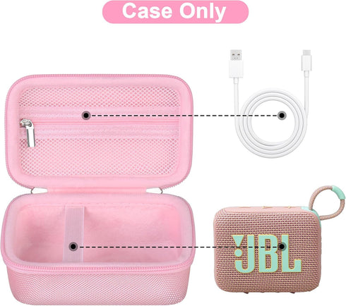 Canboc Carrying Case Compatible with JBL Go 4 Portable Bluetooth Speaker, Zipper Mesh Pocket fits USB Cable, Pink (Case Only)...