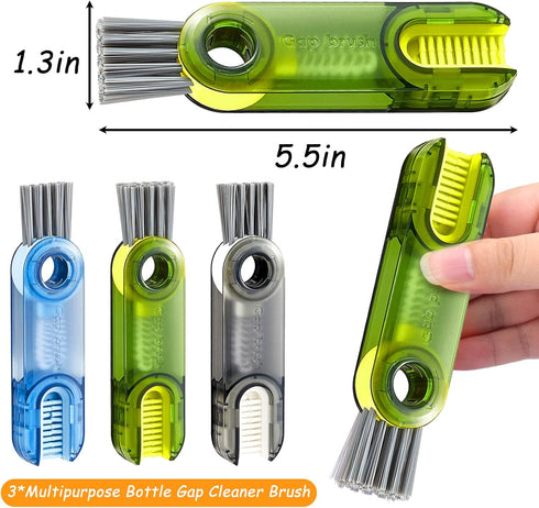 3 in 1 Multipurpose Bottle Gap Cleaner Brush,3 Pack Cup Cover Cleaning Brush,Cup Crevice Cleaning Tools,Water Bottle Cleaner Brush,Home Kitchen Cl...