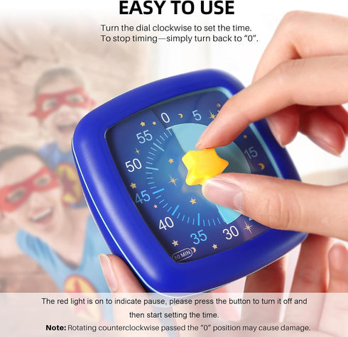 Secura 60-Minute Visual Timer, Silent Study Timer for Kids and Adults, Time Clocks, Time Management Countdown Timer for Teaching (Starry Sky)...