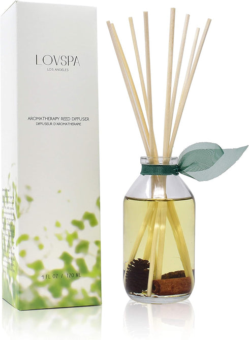 LOVSPA Cinnamon Pinecones Reed Diffuser Oil Gift Set | Woody Pine Cones, Woods, Fir Needles, Cinnamon, Clove & Sandalwood | Festive Scented Air Fr...
