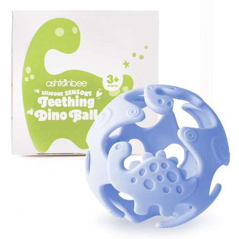 Dinosaur Teething Toys: Lightweight Soft Silicone Sensory Toys - Textured for Babies 0-18 Months - Easy to Clean, BPA-Free - Blueberry Blue...