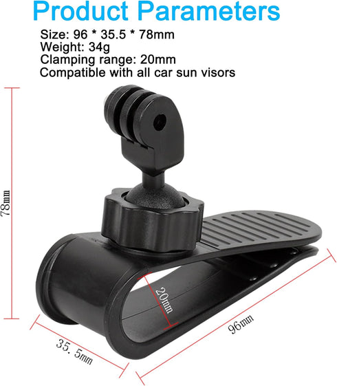 PellKing Car Sun Visor Mount VLOG/Video Holder for iPhone Samsung Cell Phone GoPro Insta360 X4 X3 X2 X RS R AKASO DJI Osmo Action 3 2 Camera and A...