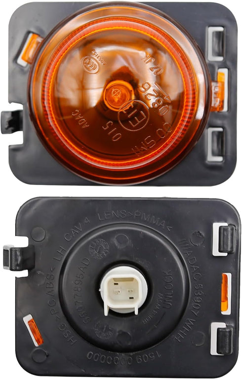 Car Side Marker Light Left/Right Turn Signal Lamp with Light Bulb 55078145AA/55078144AA Replacement for Jeep Wrangler 2007-2018 (Left)...
