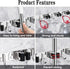 AceMining 5 Racks and 4 Hooks Mop and Broom Holder Wall Mount, Broom Organizer Storage Tool Racks Stainless Steel Heavy Duty Hooks Self Adhesive S...