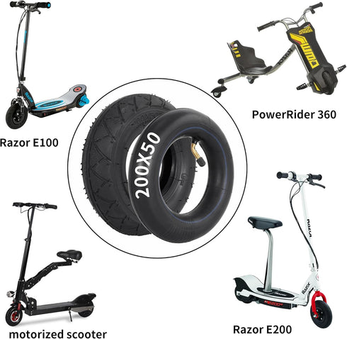 200x50 Tire & Inner Tube Set with TR87 Bent Valve Stem for Electric Scooter Tire Tube Fit for Razor E100 E150 E200 Scooter Replacement Tire Compat...