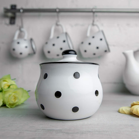 City to Cottage Ceramic Sugar Bowl with Lid, 10oz Sugar Contanier for Coffee Bar, Sugar Dispenser Bowl, Salt - Condiment Pot for Kitchen Counter, ...