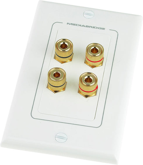 Mediabridge™ Speaker Wall Plate w/Binding Posts (2 Pair) - Free Low Voltage Metal Mounting Bracket (1-Gang) Binding Post 2-Piece Inset Wall Plate ...