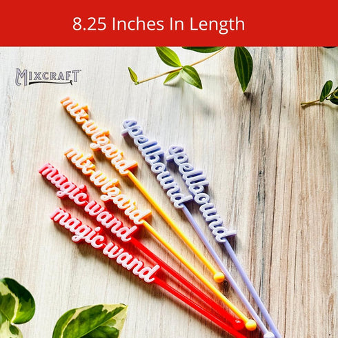 MixCraft Elixir Mixer Cocktail Stirrers, Stainless Steel Drink Stirring Swizzle Sticks, Colorful Words,Set of 6...