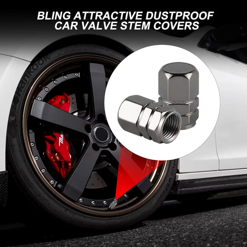 Aluminum Tire Stem Valve Caps Wheel Valve Covers Car Dustproof Tire Cap Cover Accessories, Universal for SUV, Car, Bike and Motorcycle, Hexagon Sh...