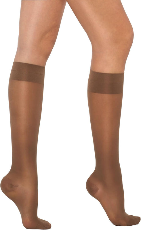 Healthweir Sheer Graduated Compression Knee High Stockings for Women 15–20 mmHg – Made in Italy Support Socks, Closed Toe, Nurses, Travel, Varicos...