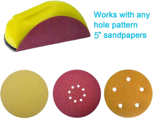 5 inch Mouse Hand Sanding Pad Hook and Loop Sanding Block Hook Backing Plate For Woodworking, Furniture Restoration, Home and Automotive Body....