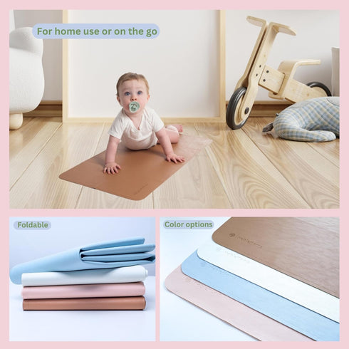 Luxury Vegan Leather Baby Changing Mat - 16"x30" Eco-Friendly, Versatile, Thin & Foldable, Easy-to-Clean Diaper Pad (Pearl)...
