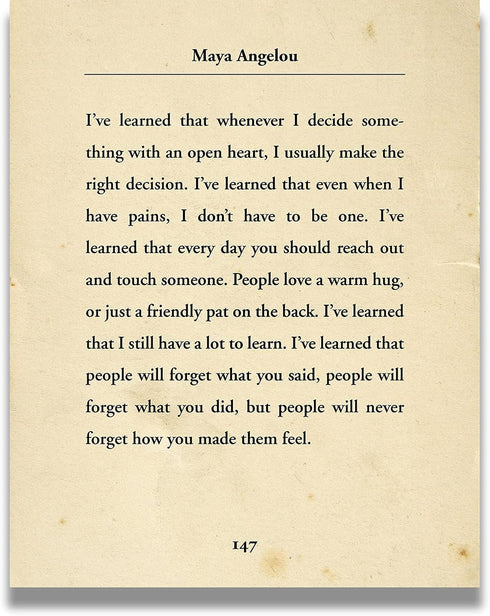 Govivo I've Learned... - Maya Angelou Book Quote Wall Art Decor Print on a beige background - Unframed 8x10 artwork printed on photograph paper...