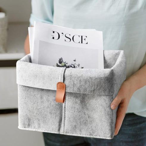 Felt Storage Basket, Folded Closet Storage Bins Large Capacity Cube Storage Bin with Hanger, Multifuctional Storage Bins for Shelves, Clothing, Bo...