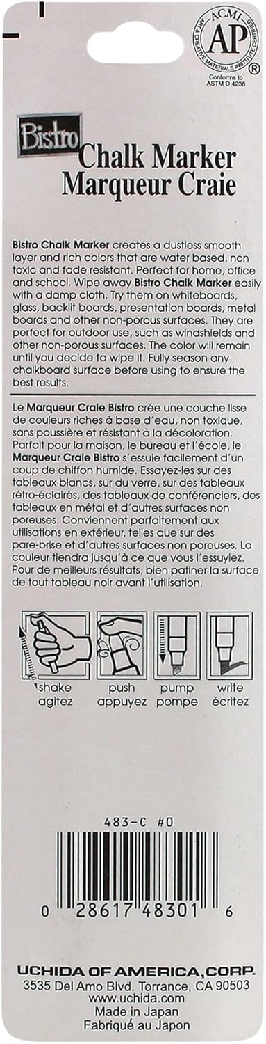 Uchida 483-C-0 Chisel Tip Bistro Chalk Marker, White...