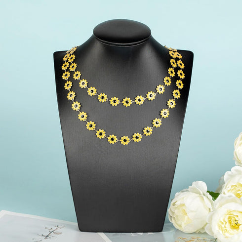 YOUBEIYEE Yellow Sunflowers Jewelry Making Supplies Chain Roll 9.8 Feet Gold Plated Brass Chains for Making Daisy Flower Necklace DIY Craft Chains...