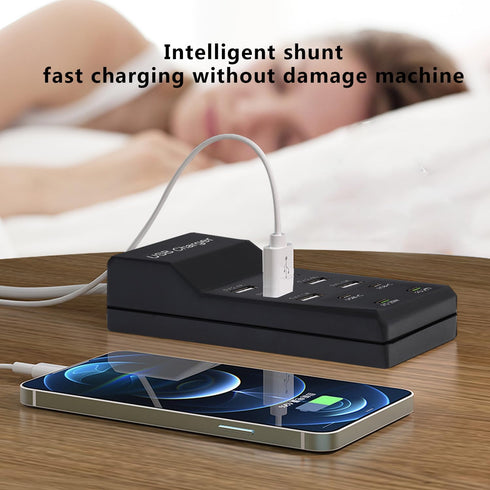 USB Charger,100W USB Charging Station with 10-Port(6 USB-A Port&2 USB-C Port&2 PD20W) Compatible with iPhone 15/14/13/13pro Max 12/12 Mini/12Pro/1...