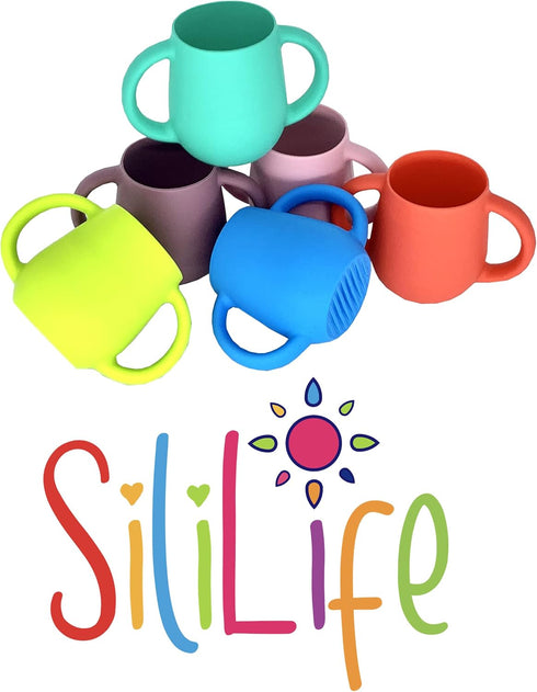 Silicone Baby Cups for Baby or Toddler 2 Pack Flexible Food-Grade Safe BPA Free with Easy-Grip Handles for Self-Feeding Training...