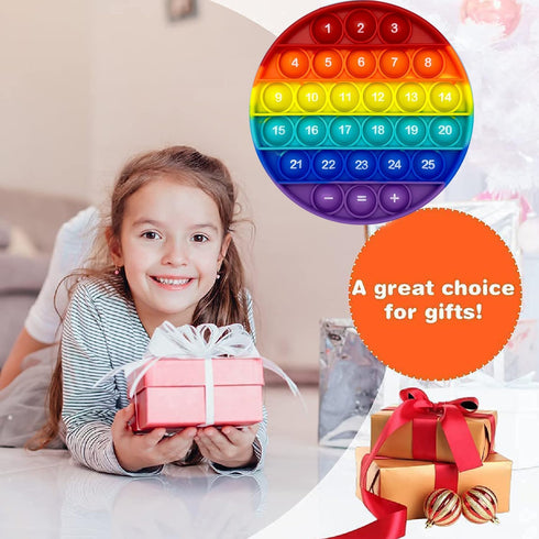Rainbow Circle Shaped Pop Bubble Fidget Toy with Letters and Numbers, Xmas Gift Sensory Toy with Alphabets Kids Birthday Party Classroom Prize Str...
