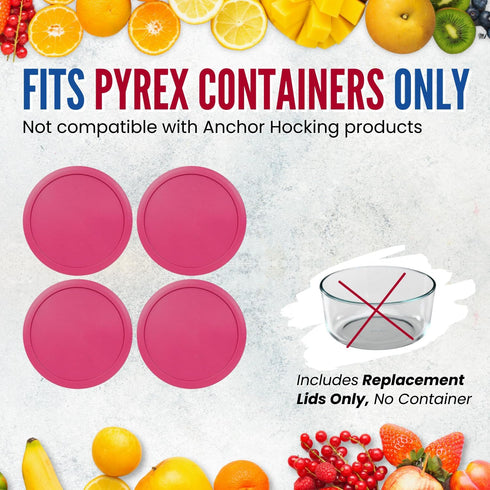 Replacement Lid for Pyrex 5" Storage Plastic Cover 2 Cup Bowl 7200-PC Fuchsia (4-Pack)...