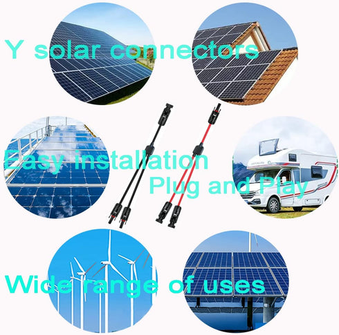 Y Solar Connector,Solar Y Branch Parallel Cable,Solar 1 to 2 Male Female Connector Adapter,10AWG 45A Waterproof IP68 40CM Cable, for Solar Panels,...