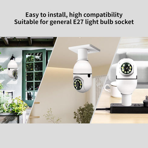 Light Bulb Security Camera 2K 2.4GHZ / 5GHz WiFi Camera with Night Vision, Remote Control Outdoor Camera Motion Detection & Tracking Surveillance ...