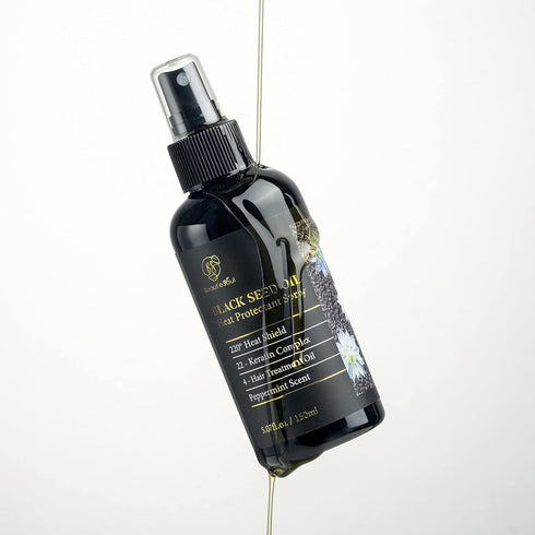 BEAUT'E SEOUL Heat Protectant for Hair - Black Seed Oil Heat Protectant for Curly Hair – Fortifying Keratin & Nourishing Argan & Jamaican Black Ca...